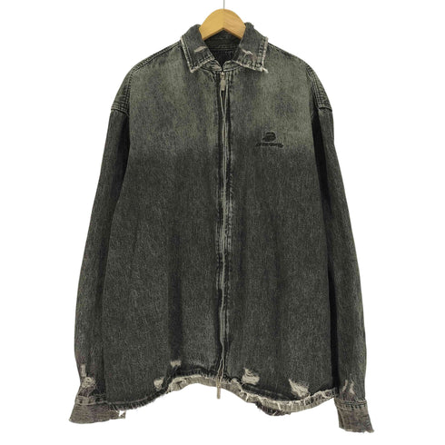 MAISONPRINCE ZIP DENIM JKT ロゴ 刺繍 ジップアップ ブラックデニム ジャケット メンズ JPN:2