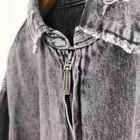 MAISONPRINCE ZIP DENIM JKT ロゴ 刺繍 ジップアップ ブラックデニム ジャケット メンズ JPN:2