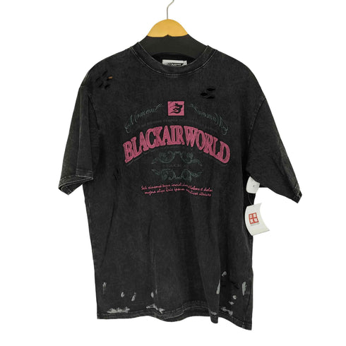 ALACKAIR フェードダメージ加工 フロントロゴプリントTEE メンズ JPN:L