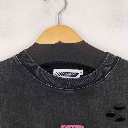 ALACKAIR フェードダメージ加工 フロントロゴプリントTEE メンズ JPN:L