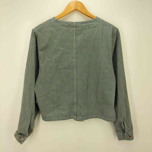 パーリッシィ PAR ICI ヒッコリー柄ノーカラージャケット レディース F