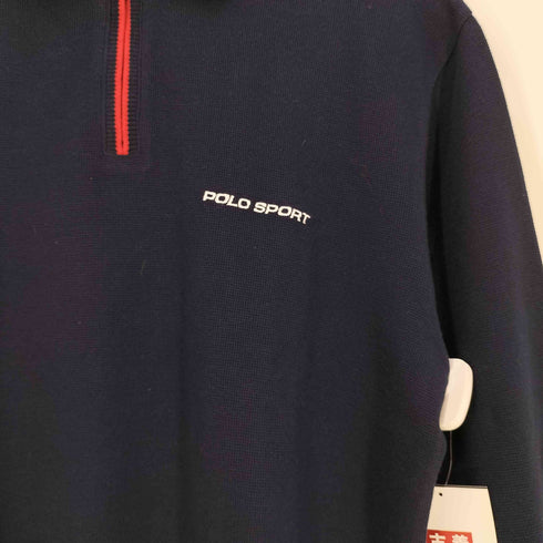 ポロスポーツラルフローレン POLO SPORT RALPH LAUREN ロゴ刺繍 ハーフジップ コットンニット ポロシャツ メンズ import:M