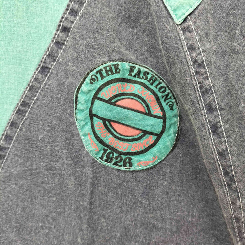 BERTO LUCCI 90S ロゴ刺繍 バイカラー ハーフジッププルオーバー メンズ import:M