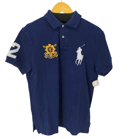 ポロラルフローレン POLO RALPH LAUREN CUSTOM SLIM FIT ビッグポニー刺繍ナンバリングポロシャツ エンブレム刺繍 メンズ JPN:L