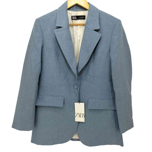 ザラ ZARA STRAIGHT CUT BLAZER BLUE レディース import:S