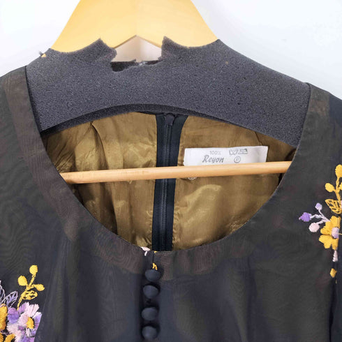 花刺繍レーヨン L/S ワンピース レディース