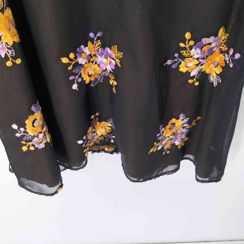 花刺繍レーヨン L/S ワンピース レディース