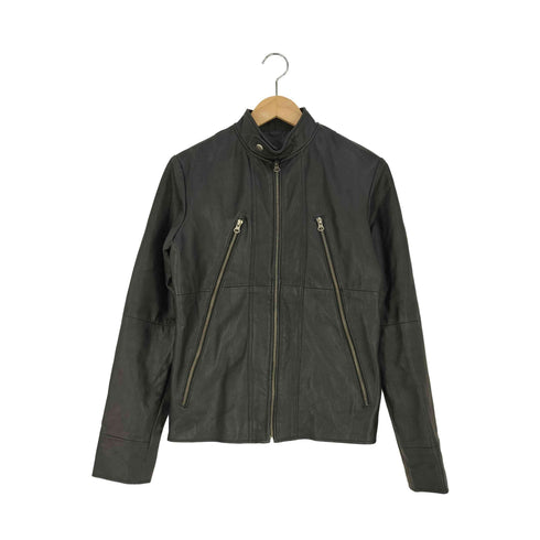 八の字ジップ レザー シングル ライダース ジャケット メンズ