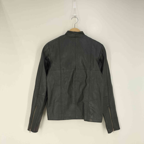 八の字ジップ レザー シングル ライダース ジャケット メンズ