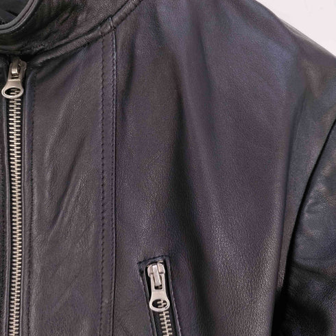 八の字ジップ レザー シングル ライダース ジャケット メンズ