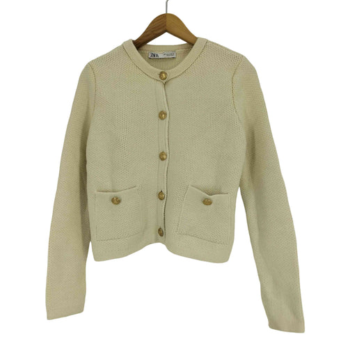 ザラ ZARA ゴールドボタン ニット カーディガン レディース import:M