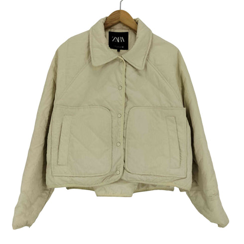 ザラ ZARA ラグランスリーブ クロップド キルティング ジャケット レディース import:M