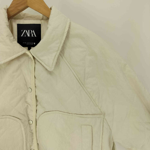 ザラ ZARA ラグランスリーブ クロップド キルティング ジャケット レディース import:M