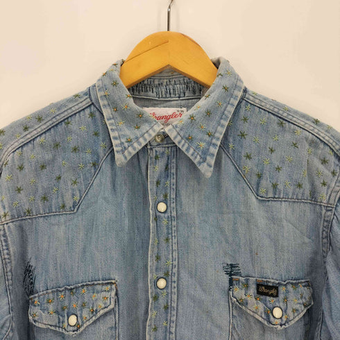 ラングラー Wrangler USA製 フラワー刺繍 ウエスタンシャツ メンズ 16-34