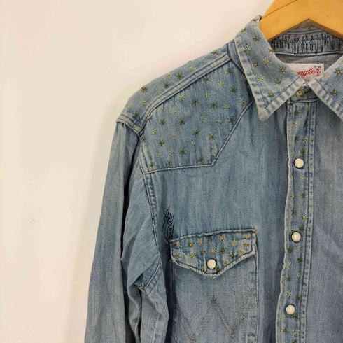 ラングラー Wrangler USA製 フラワー刺繍 ウエスタンシャツ メンズ 16-34