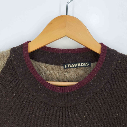 フラボア FRAPBOIS アルパカ シルク混 切替 クルーネックニット レディース JPN:2