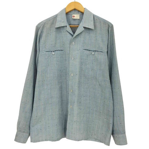 シアーズ Sears 70s KINGS ROAD ネップ 格子柄 開襟シャツ ネオロカビリー メンズ import:M