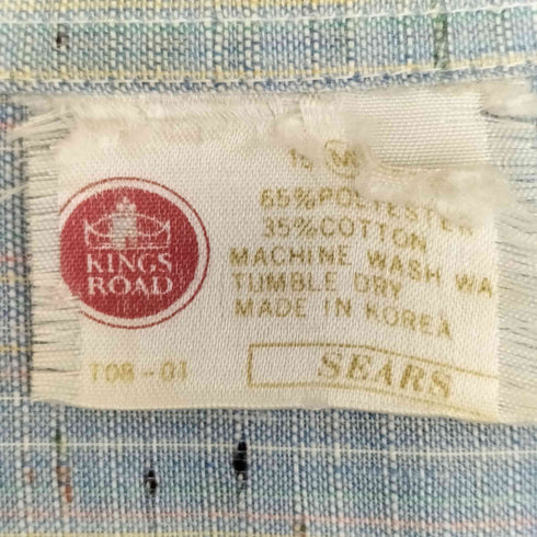 シアーズ Sears 70s KINGS ROAD ネップ 格子柄 開襟シャツ ネオロカビリー メンズ import:M
