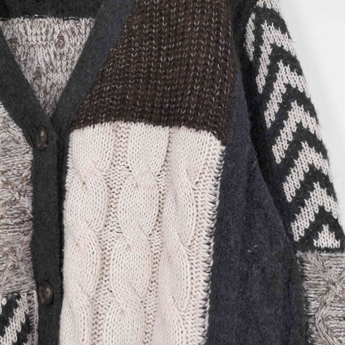 ザラ ZARA パッチワーク ニット カーディガン レディース import:L