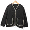 ザラ ZARA ノーカラー キルティングカーディガン レディース import:M