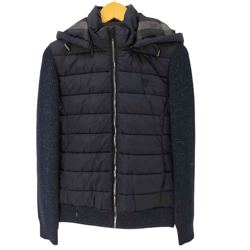 ブラックレーベルクレストブリッジ BLACK LABEL CRESTBRIDGE ロゴ刺繍ニット切替フーデッドダウンジャケット ノバチェック メンズ JPN:M