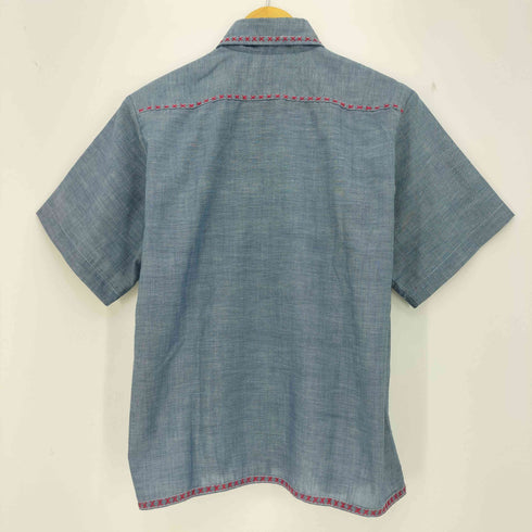 刺繍 シャンブレーシャツ メンズ
