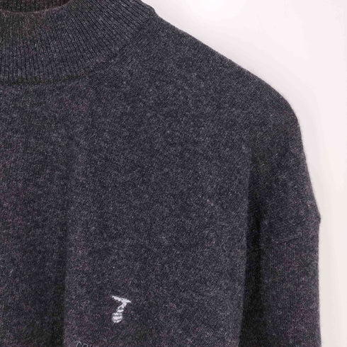 トラサルディ TRUSSARDI イタリア製 ロゴ刺繍 モックネック ウール ニット メンズ