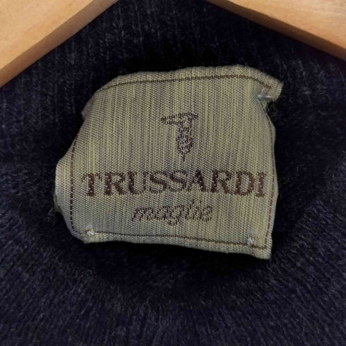 トラサルディ TRUSSARDI イタリア製 ロゴ刺繍 モックネック ウール ニット メンズ