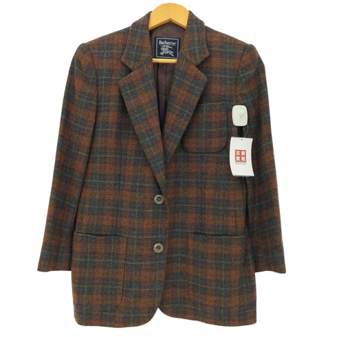 バーバリーズ BURBERRYS 90S カシミヤ混 チェックウール2Bテーラードジャケット レディース JPN:5号