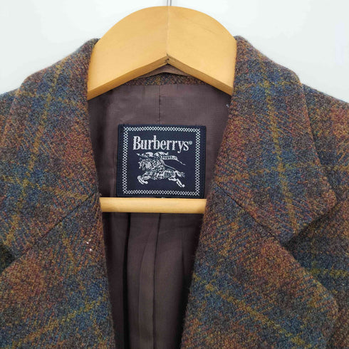 バーバリーズ BURBERRYS 90S カシミヤ混 チェックウール2Bテーラードジャケット レディース JPN:5号
