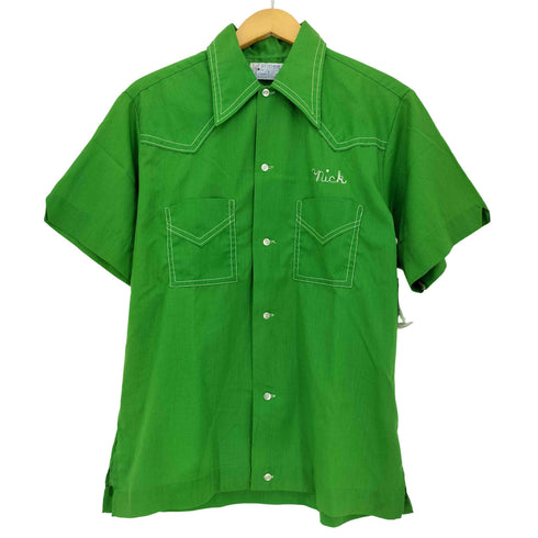 ヒルトン HILTON 70s USA製 企業ロゴ ボーリングシャツ メンズ import:M
