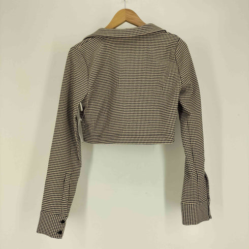 ザラ ZARA 千鳥格子 クロップド シャツ ジャケット レディース import:M