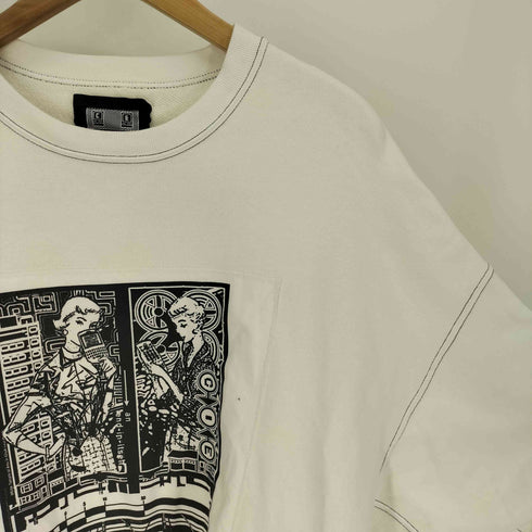シーイー C.E 24AW WASHED WHITE TEMPLE CREW NECK ウォッシュド ホワイト テンプル クルーネック スウェット トレーナー メンズ JPN:XL