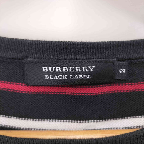 バーバリーブラックレーベル BURBERRY BLACK LABEL ワンポイント刺繍ボーダーニット メンズ 2