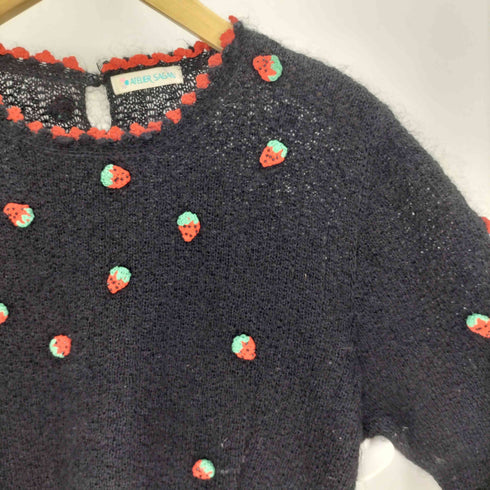 ATELIER SAGAN モヘヤシルク イチゴ 装飾 クルーネック ニット レディース JPN:L