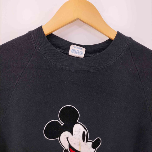 80S MADE IN USA フロッキーキャラクタープリント ラグランスウェット メンズ import:L