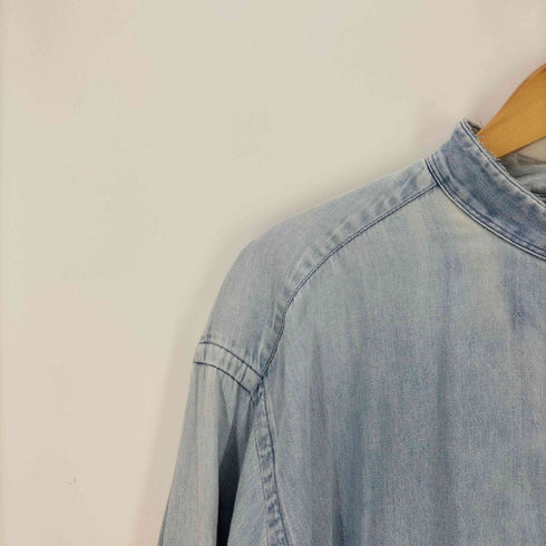 ラルフローレン RALPH LAUREN 90s the big shirt 裾ポニー刺繍 バンドカラーデニムシャツ メンズ import:M