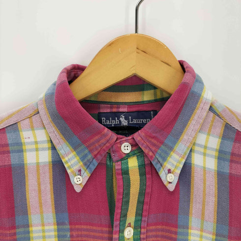 ラルフローレン RALPH LAUREN 90s ポニー刺繍 マドラスチェックボタンダウンシャツ メンズ import:M