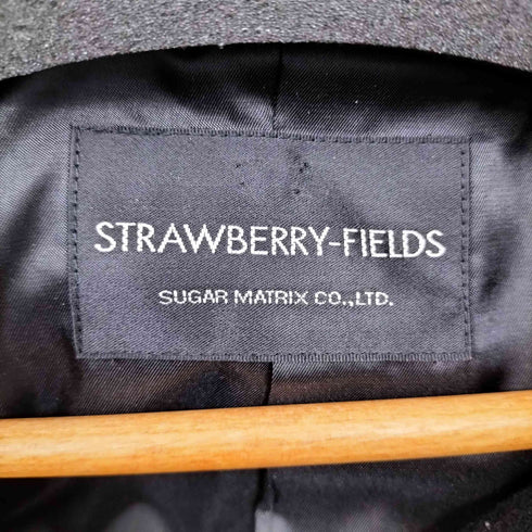 ストロベリーフィールズ STRAWBERRY-FIELDS ウール混 クロップドノーカラージャケット フォックスファー レディース FREE