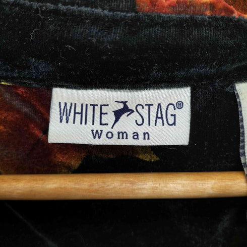 ホワイトスタッグ WHITE STAG 紅葉柄 ベロアL/Sシャツ レディース 26W/28W
