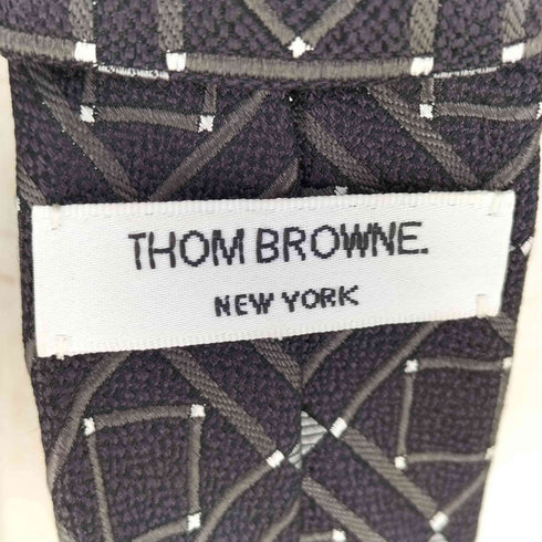 トムブラウン THOM BROWNE USA製 幾何学柄 トリコロール シルクネクタイ メンズ