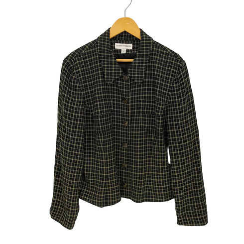LUCIANO TEMPESTA MADE IN USA 格子チェックレーヨンシャツジャケット 両フラップポケット レディース 14