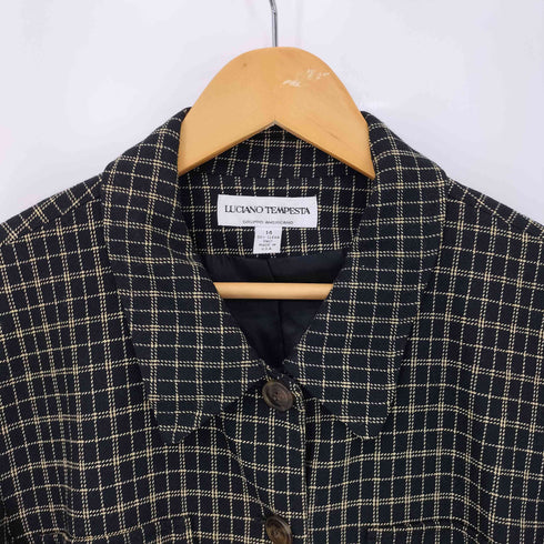LUCIANO TEMPESTA MADE IN USA 格子チェックレーヨンシャツジャケット 両フラップポケット レディース 14