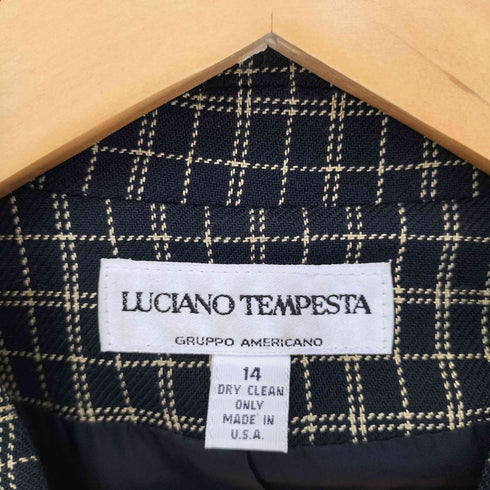 LUCIANO TEMPESTA MADE IN USA 格子チェックレーヨンシャツジャケット 両フラップポケット レディース 14