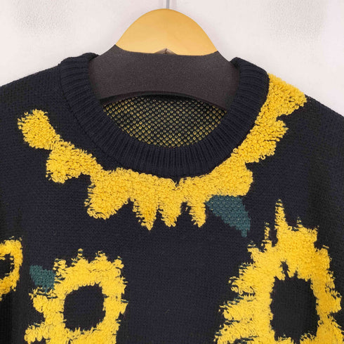 花柄クルーネックニット ひまわり メンズ JPN:XL