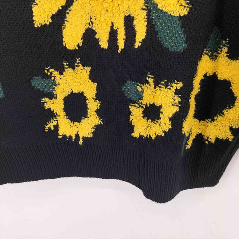 花柄クルーネックニット ひまわり メンズ JPN:XL