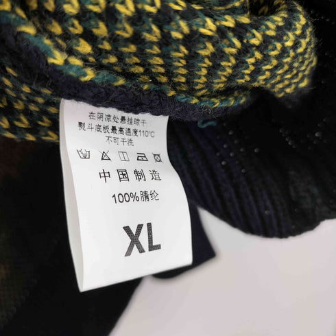 花柄クルーネックニット ひまわり メンズ JPN:XL