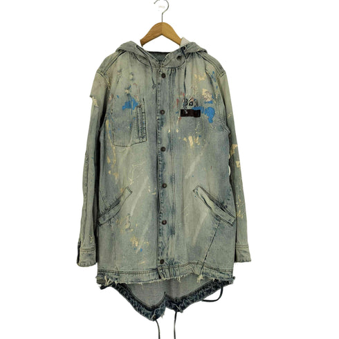ビリオネアボーイズクラブ Billionaire Boys Club クラッシュ ペイント 加工 デニム モッズコート ジャケット メンズ JPN:L