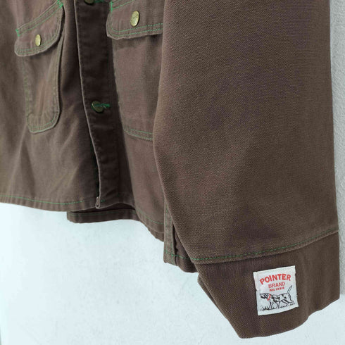 ポインター POINTER MADE IN USA ダック地 グリーンステッチ マルチポケットワークジャケット メンズ US:44
