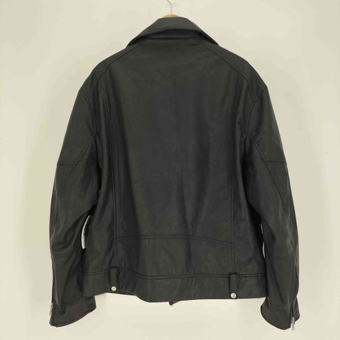 ザラ ZARA RELAXED FIT コーティング フェイクレザー ダブル ライダースジャケット メンズ import:M